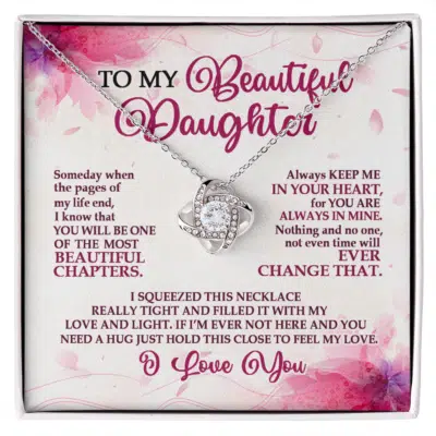 To My Beautiful Daughter Message Card Pendant Necklace, Daughter Gifts, Beautiful Daughter Jewelry Gift, Christmas Gift for Daughter