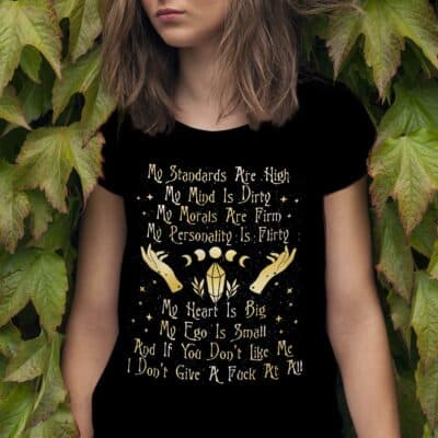 Alternative view of My Standards Are High My Mind Is Dirty My Morals Are Firm My Personality Is Flirty Witch T-Shirt - V-Neck