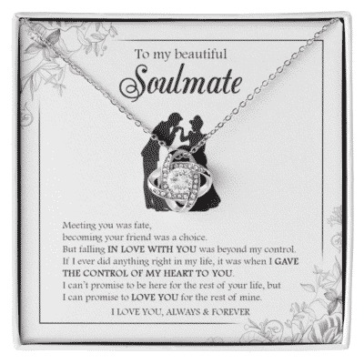 To My Beautiful Soulmate Message Card Sterling Pendant Necklace - Jewelry from Husband To Wife, To My Wife, Girlfriend, Lover Gifts