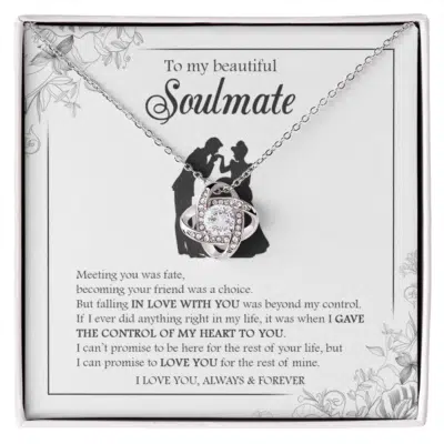 To My Beautiful Soulmate Message Card Sterling Pendant Necklace - Jewelry from Husband To Wife, To My Wife, Girlfriend, Lover Gifts