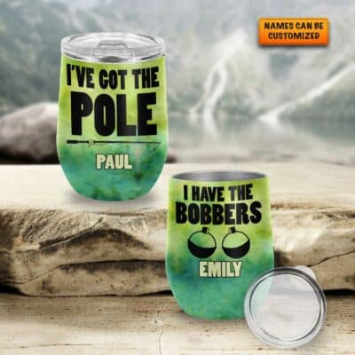 Alternative view of Personalized I've Got The Pole I Have The Bobbers Fishing Couple Vacuum Insulated Cup - Wine Tumbler with Lid