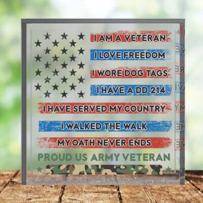 I Am Veteran Love Freedom Acrylic Keepsake and Paperweight - Gifts for Dad Father , Gifts for Veteran