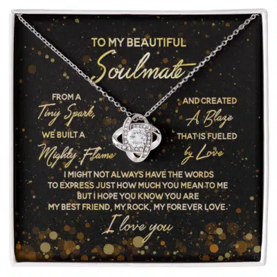 To My Beautiful Soulmate Message Card Sterling Pendant Necklace Jewelry from Husband To Wife, Girlfriend, Lover Gifts, From A Tiny Spark