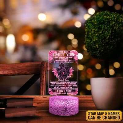 Alternative view of Personalized Star Map The Day I Met You 2D LED Light - Custom Name Love Couple Forever and Always Night Light Bedroom Decor