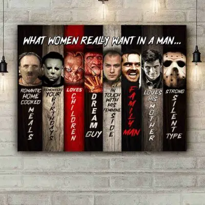 What Women Really Want In A Man Halloween Horror Character Framed Canvas Unframed Poster - Halloween Wall Art Decor