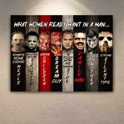 Alternative view of What Women Really Want In A Man Halloween Horror Character Framed Canvas Unframed Poster - Halloween Wall Art Decor