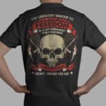 Isolated black t-shirt back view