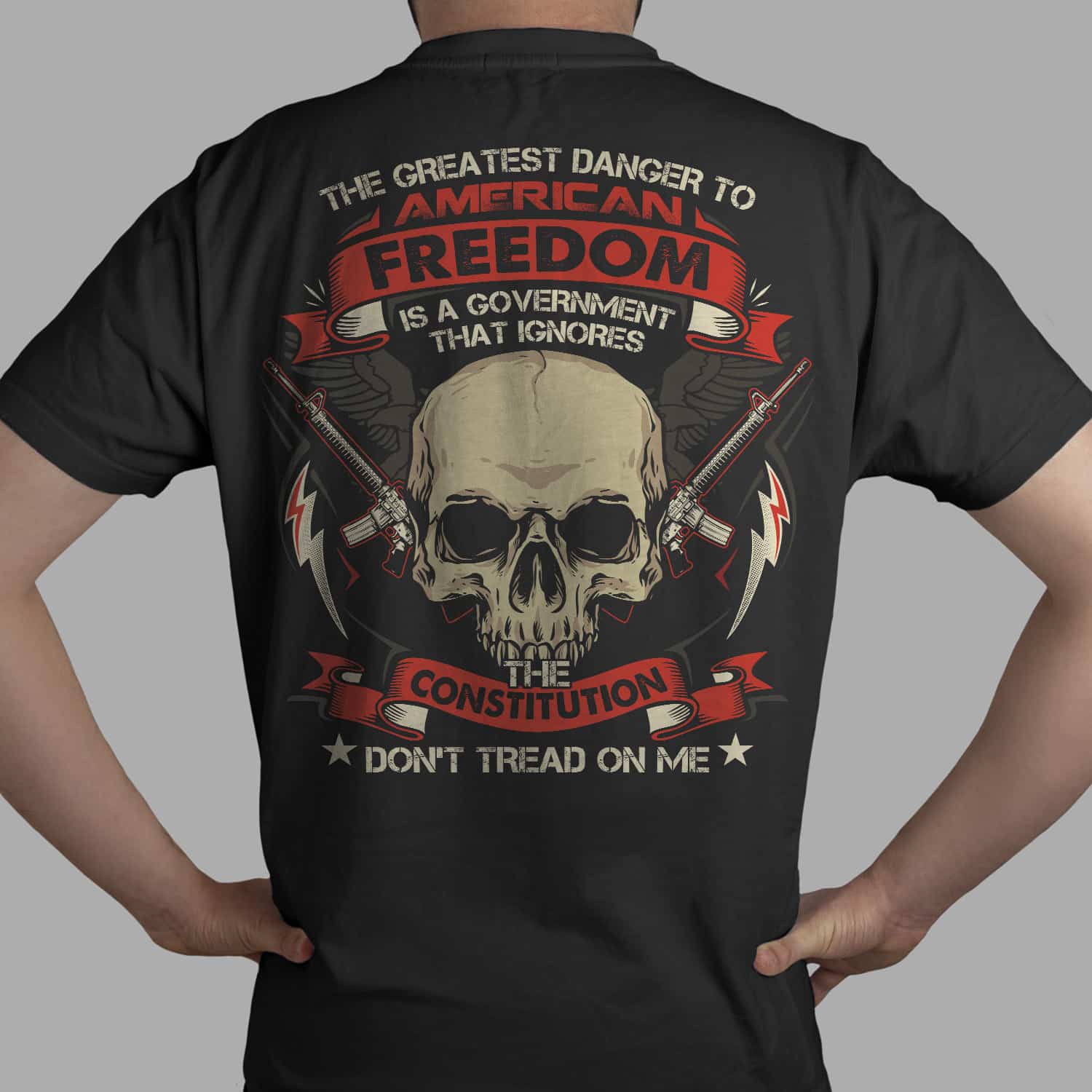 Isolated black t-shirt back view