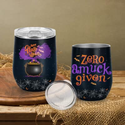 Zero Amuck Given Hocus Halloween Three Witch Tumbler Cup with Lid - Double Wall Vacuum Sporty Travel Coffee Mug