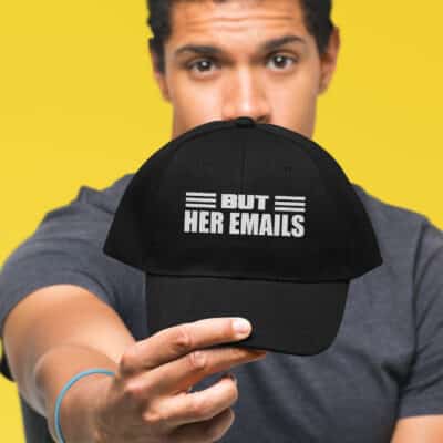 Alternative view of But Her Emails Hillary Clinton Twill Cap - Support Democrat High-Profile Snapback Hat