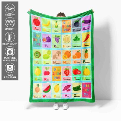 Alphabet Baby Soft Fleece Blanket - Blanket for Newborns, Babies, Nursery - ABC Baby Blanket Birthday Gifts