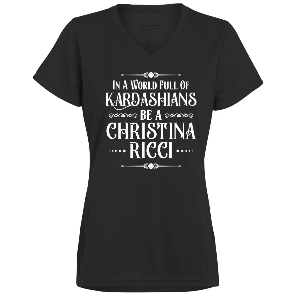 ricci 1, Black, Ladies’ Moisture-Wicking V-Neck Tee