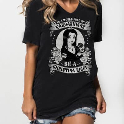 Alternative view of In A World Full Of Kardashians Be A Christina Ricca T-Shirt - Funny Wednesday Ladies V-Neck Shirt