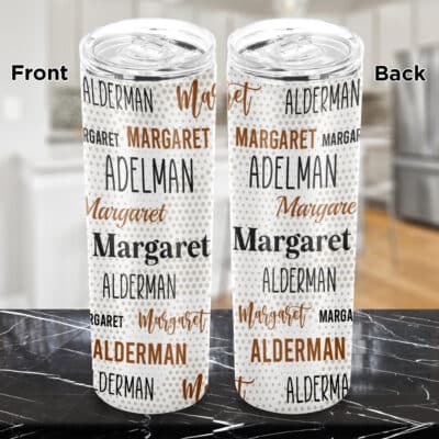 Personalized Name Motivational Insulated Skinny Tumbler Cup with Lid - Custom Random First Last Name Double Wall Vacuum Coffee Mugs