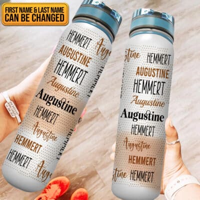 Personalized Name Motivational Water Tracker Bottle - Custom Random First Name Last Name Travel Bottle