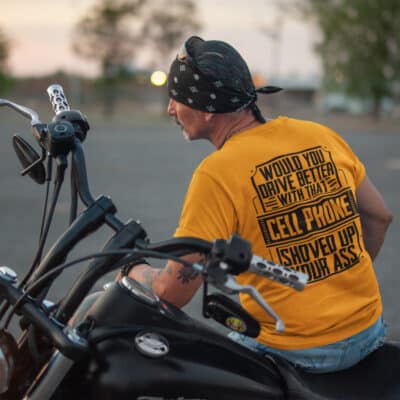 Alternative view of Would You Drive Better With That Cell Phone Shoved Up Your Ass Print On Back T-Shirt