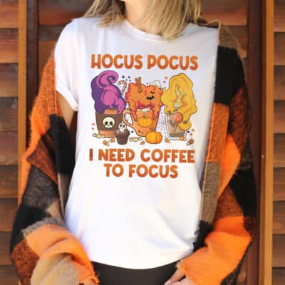 Alternative view of Hocus Pocus I Need Coffee To Focus Halloween Three Witch Cups T-Shirt - Long Sleeve Shirt
