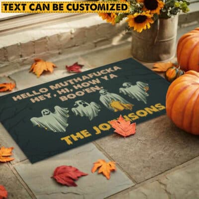 Alternative view of Personalized Hello Muthafucka Hey How Ya Boo'en Funny Boo Halloween House Doormat - Outdoor Indoor Doormat