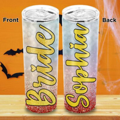 Personalized Name Bride Skinny Tumbler - Bottle for Bride to Be Gifts - Future Mrs - Bridal Shower Gift - Bachelorette Gifts - Engagement Gifts