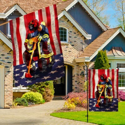 Alternative view of Firefighter Never Forget 9-11-01 Double Sided Flag 3x5 ft Outdoor Decor Home Patriot Day Banner Firefighter Gift