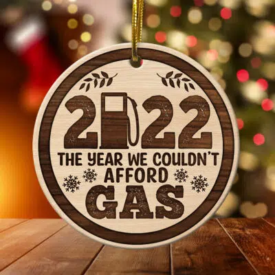 Alternative view of 2022 The Year We Couldn't Afford Gas Christmas Ornament - Biden Trump Christmas Holiday Keepsake - Christmas Tree Hanging Ornaments