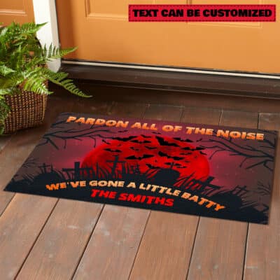 Alternative view of Personalized Pardon All Of The Noise We've Gone A Little Batty Funny Halloween House Doormat - Outdoor Indoor Doormat