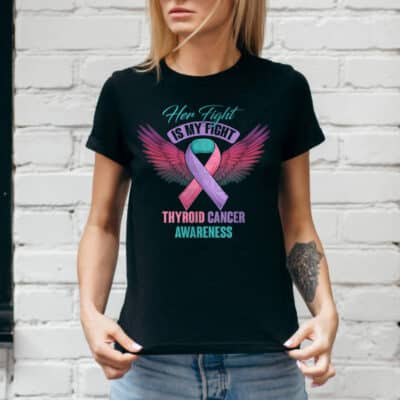 Alternative view of Her Fight Is My Fight Thyroid Cancer Awareness T-Shirt