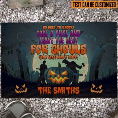 Personalized No Need To Knock Take A Piece And Leave The Rest Funny Halloween Outdoor House Doormat