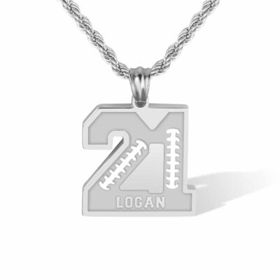 Alternative view of Personalized Football Sports Number Necklace with Name