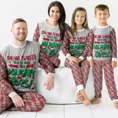 Alternative view of This Is My Christmas Pajamas Holiday Matching Family Pajamas Set - Printed Christmas Sleepwear Raglan Long Sleeve Tee and Bottom Loungewear