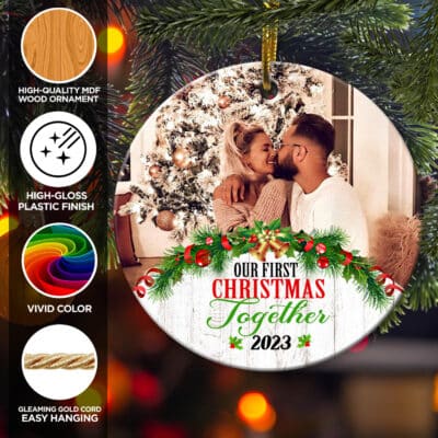 Alternative view of Personalized Photo Our First Christmas Together 2023 Christmas Ornament Keepsake - First Christmas Gifts for Her Him