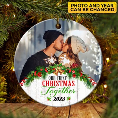Personalized Photo Our First Christmas Together 2023 Christmas Ornament Keepsake - First Christmas Gifts for Her Him