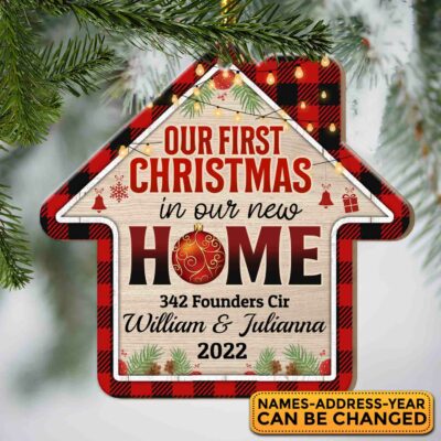Personalized Our First Christmas In Our New Home Decorative Custom Shaped Wooden Christmas Ornament Keepsake