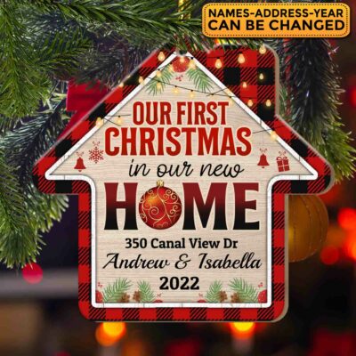 Alternative view of Personalized Our First Christmas In Our New Home Decorative Custom Shaped Wooden Christmas Ornament Keepsake