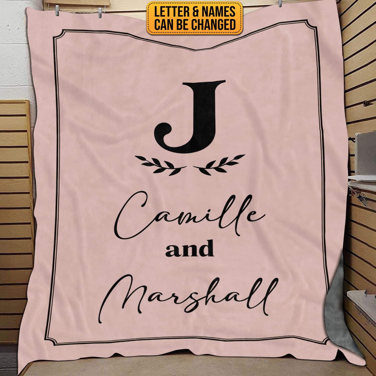 Custom Blanket with Name, Personalized Monogram Name Fleece Blankets Couple Name Throw Blanket