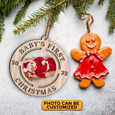 Alternative view of Personalized Photo Baby First Christmas Ornament Keepsake - Custom Baby's First Christmas Ornament Decoration