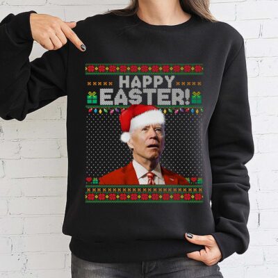 Alternative view of Santa Joe Biden Happy Easter Ugly Christmas Sweater Sweatshirt - Merry 4th Of Easter Hoodie Sweatshirt