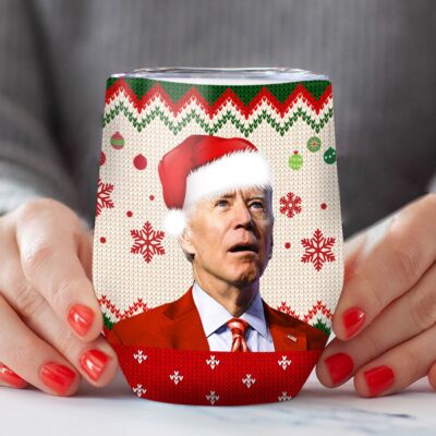 Alternative view of Merry 4th Of Easter Funny Biden Ugly Christmas Vacuum Insulated Cup - Wine Tumbler with Lid
