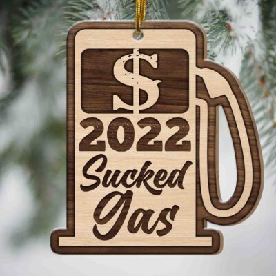 Alternative view of 2022 Sucked Gas Anti Biden Decorative Custom Shaped Wooden Christmas Ornament Keepsake