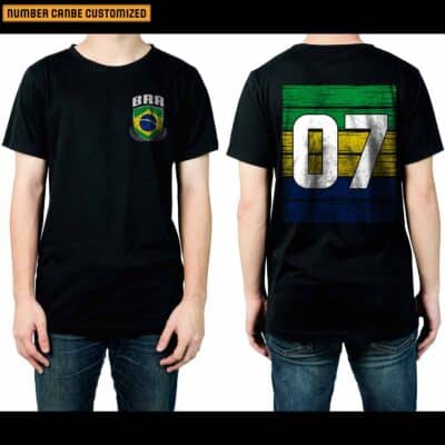 Personalized Number Soccer Jersey Brazil Flag Brazilian Football Fan Women Men Kid 2 Sided T-Shirt