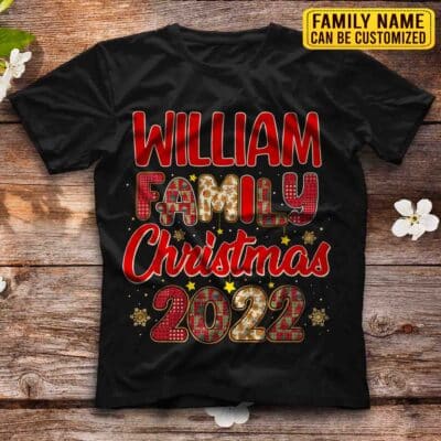 Personalized Family Christmas 2022 T-Shirt - Custom Family Name Christmas Tee - Merry Xmas Holiday Outfit