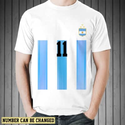 Personalized Number Soccer Jersey Argentina Argentinian Flag Men Women Boys Kids T-Shirt