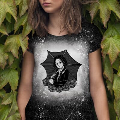 Wednesday Addams Bleached Shirt - Addams Family Bleached Tee - Gothic Halloween Shirt