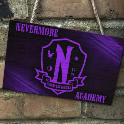 Alternative view of Nevermore Wednesday Door Sign - Nevermore Academy Emblem Front Door Sign