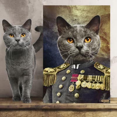 Alternative view of The Admiral - Custom Pet Drawing Canvas Poster - Personalized Pet Portrait Decor Wall Art