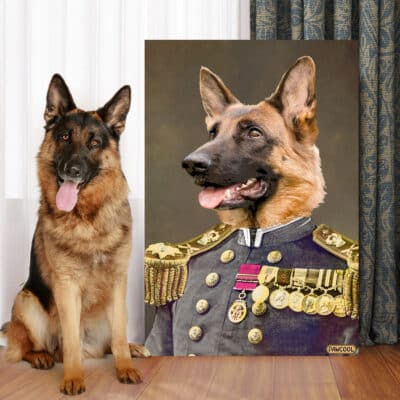 The Admiral - Custom Pet Drawing Canvas Poster - Personalized Pet Portrait Decor Wall Art