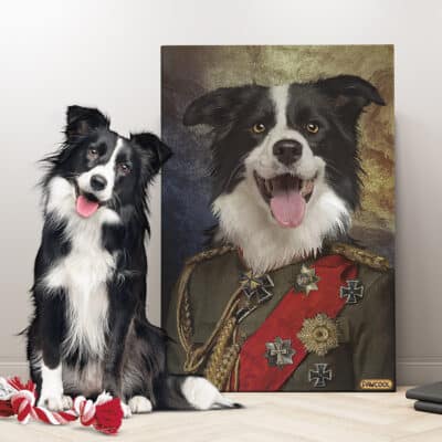 The Colonel - Custom Pet Drawing Canvas Poster - Personalized Pet Portrait Decor Wall Art