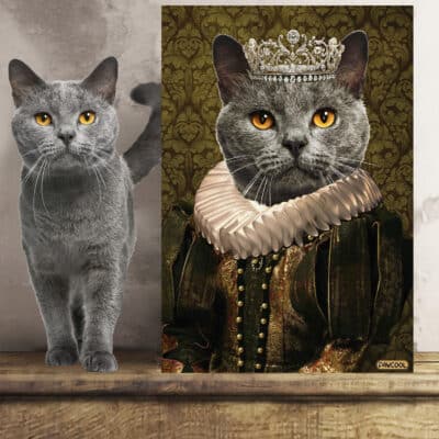 The Queen II - Custom Pet Drawing Canvas Poster - Personalized Pet Portrait Decor Wall Art
