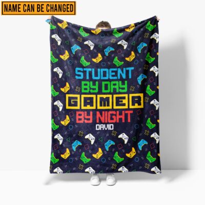 Alternative view of Personalized Name Student By Day Gamer By Night Throw Blanket - Custom Gaming Blanket