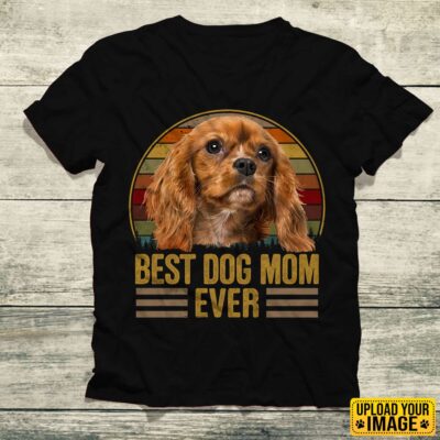 Personalized Portrait Draw Best Dog Mom Ever Vintage T-Shirt - Custom Funny Dog Mom Drawing Gifts Tee